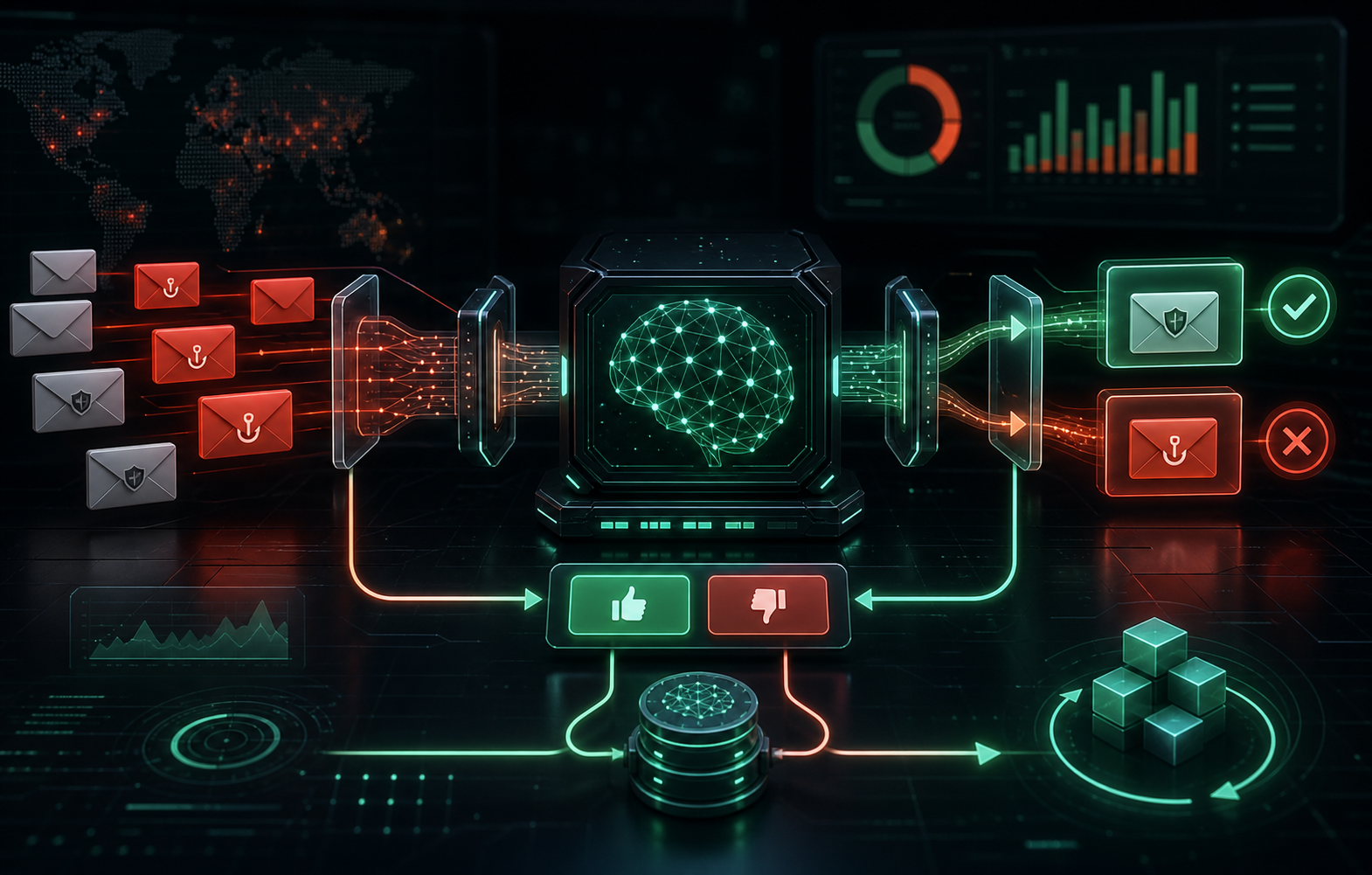 Phishing detection and RLHF feedback loop visual